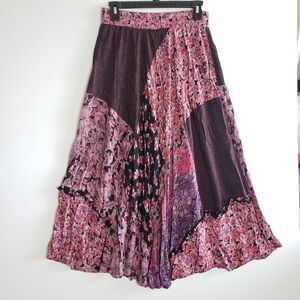 USA made Floral Tiered Broomstick Midi Maxi Skirt Gypsy Hippie Boho sz8 Rare Vtg